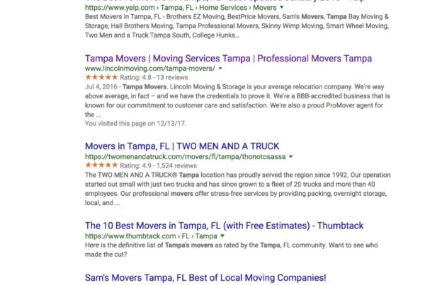 Google movers tampa