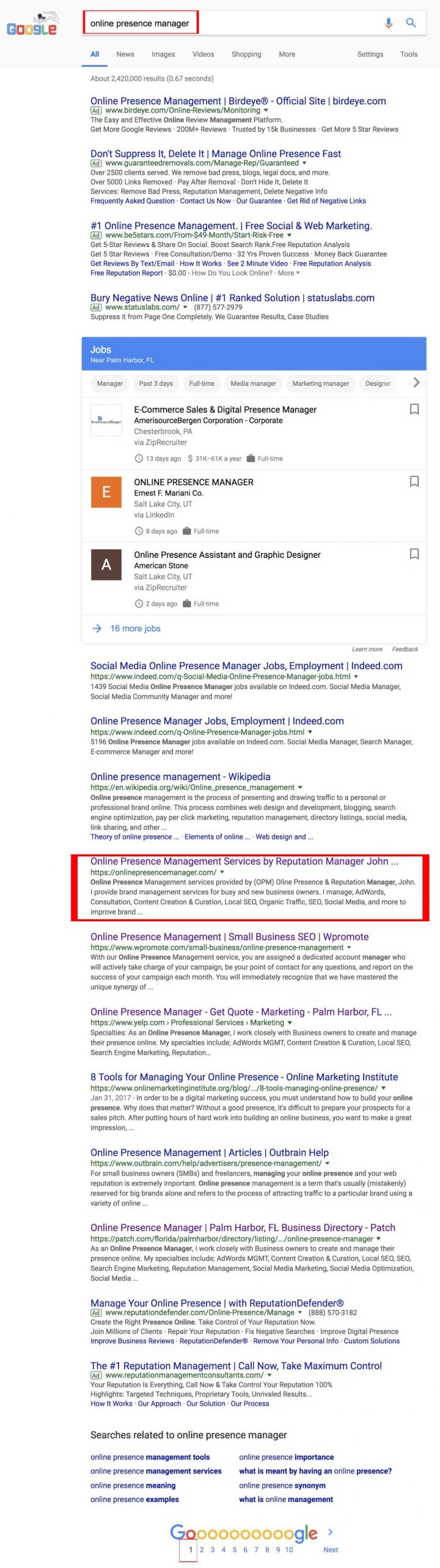Google online presence manager