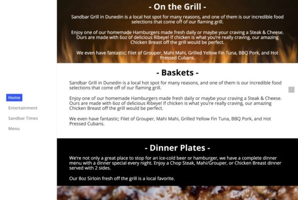 web design restaurant